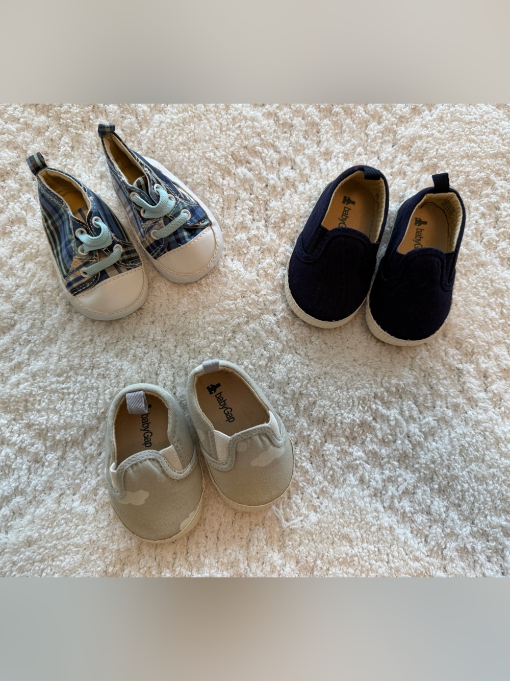 GAP Navy Slip-On & Plaid Baby Shoe Set with Light Gray Pair